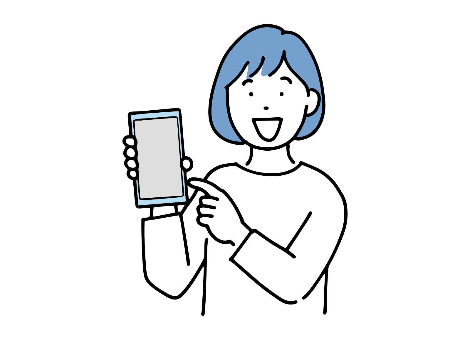 携帯を見せておススメしてる画像